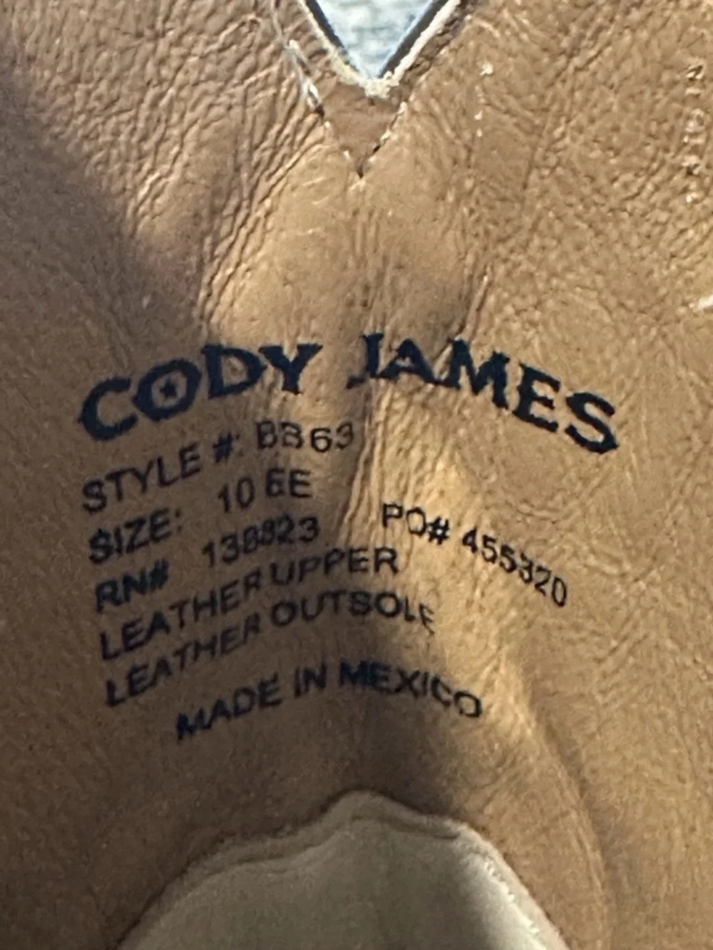 CODY JAMES MEN'S BONE WESTERN BOOTS - BROAD SQUARE TOE SZ 10 EE - Picture 6 of 6